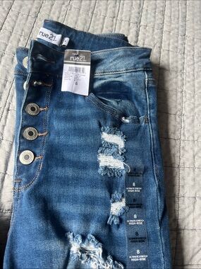 Rue21 High-Rise Distressed Jeans in Medium Blue Wash